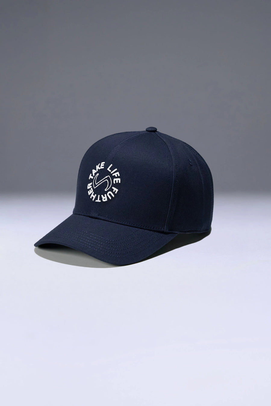 Blue Classic Further Circle Hat with heavyweight cotton twill fabric and front center embroidery for workouts and everyday wear by TLF Apparel – front view 