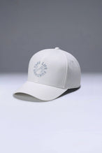 White Classic Further Circle Hat with heavyweight cotton twill fabric and front center embroidery for workouts and everyday wear by TLF Apparel – front view 
