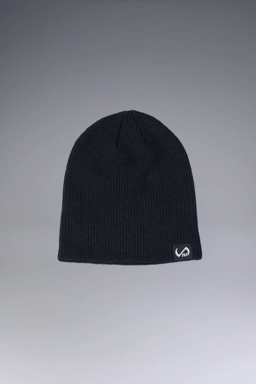 Black Unisex Knit Skully Beanie features a TLF clip label and uses a premium viscose knit fabric blend for premium comfort by TLF Apparel – front view 