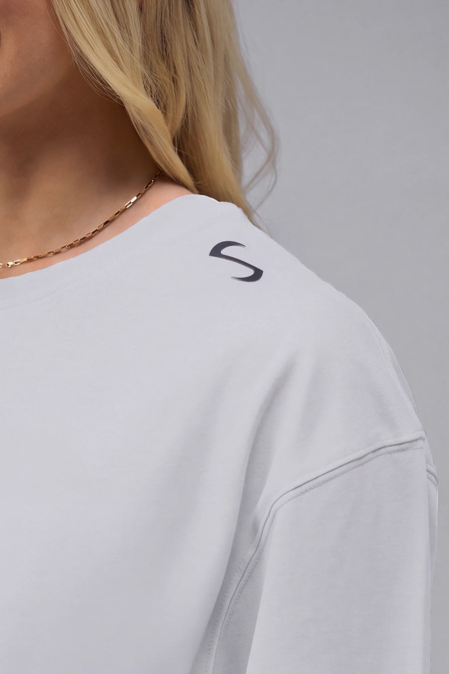 T-shirt ample Classic Script Coton Luxe (Blanc)