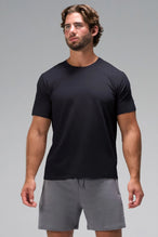 Black GTS Everyday Cotton Crew Neck Shirt, a men’s crew neck t shirt with athletic fit by TLF Apparel – front view