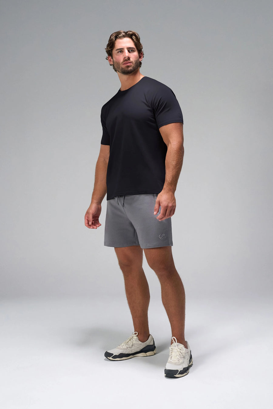 Black GTS Everyday Cotton Crew Neck Shirt, a men’s short sleeve shirt for Gym-To-Street® wear by TLF Apparel – front view
