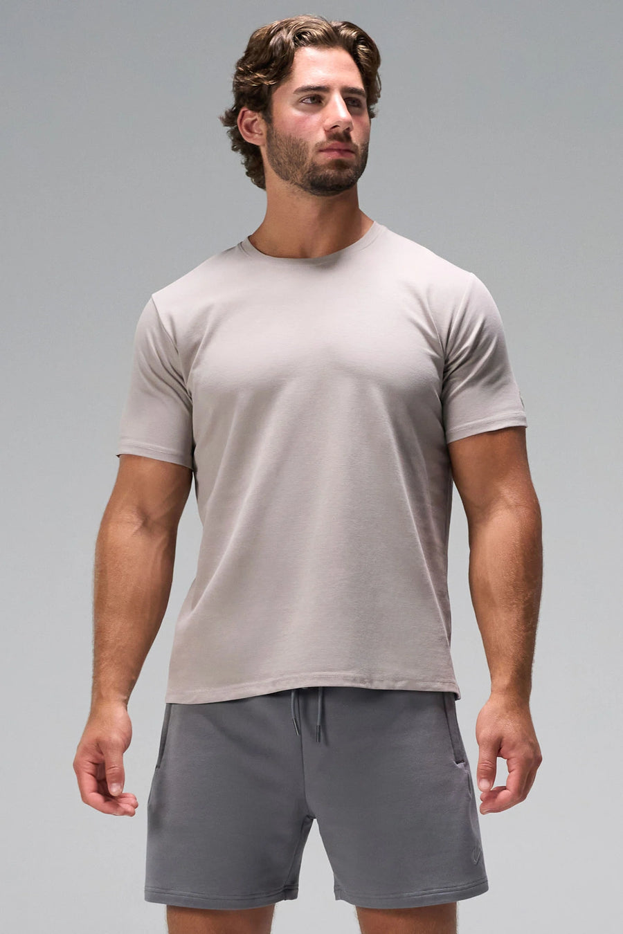 Beige GTS Everyday Cotton Crew Neck Shirt, a men’s crew neck t shirt with athletic fit by TLF Apparel – front view