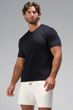 Black GTS Everyday Cotton V Neck Shirt, a men’s v neck t shirt with athletic fit by TLF Apparel – front view