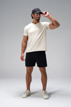 Beige GTS Everyday Cotton V Neck Shirt, a soft men’s short sleeve shirt for Gym-To-Street® wear by TLF Apparel – front view