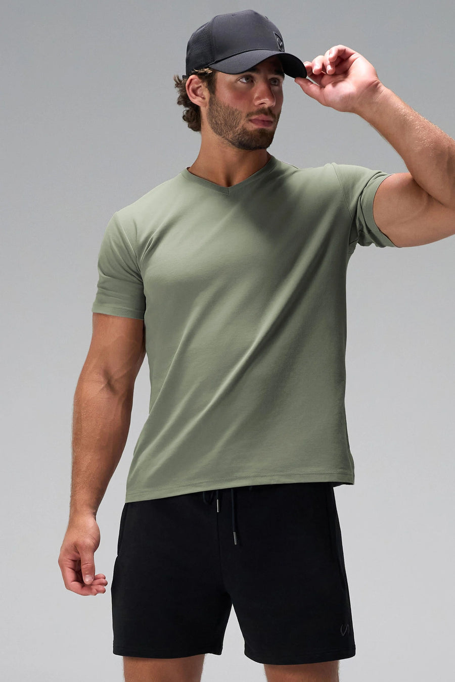 Green GTS Everyday Cotton V Neck Shirt, a men’s v neck t shirt with athletic fit by TLF Apparel – front view