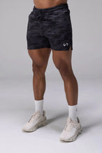 Black Tonal Camo Adapt Performance 5 inch Shorts with durable 4-way stretch performance fabric and secure zipper pockets for training and gym workouts by TLF Apparel – front view