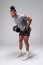 Black Tonal Camo Adapt Performance 5 inch Shorts showing athletic side profile with side split performance hem by TLF Apparel – side view