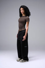 Women’s dar oak essential seamless short sleeve top with contouring fit for gym and lifestyle by TLF Apparel –  front view