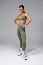 Sage Tempo High Waisted Workout Leggings with double-faced tummy-tucking waistband and Luxe DNA™ fabric by TLF Apparel – front view