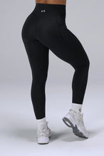 Black Tempo Leggings With Pockets featuring a sculpting high waisted waistband and full-length fit by TLF Apparel – back view