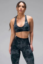 Front View of Green Tie Dye TLF Cosmic Seamless Sports Bra features adjustable strap for custom fit with high support for performance and functionality
