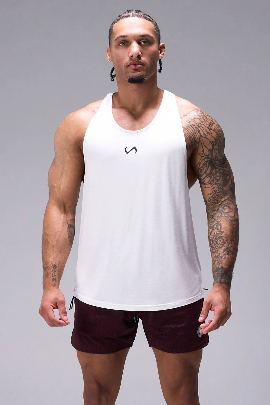 Maroon Reps Mesh 5 Inch Fitted Shorts with fitted athletic silhouette, zip pockets, and lightweight mesh fabric for training by TLF Apparel – front view