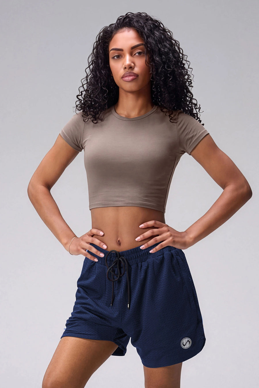 Navy Reps Mesh 5 Inch Shorts with athletic silhouette, zip pockets, and lightweight mesh fabric for training by TLF Apparel – front view
