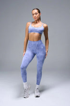 Front View of Blue TLF Cosmic Seamless Scrunch Butt Leggings, featuring a scrunch butt to shape and contour your glutes 