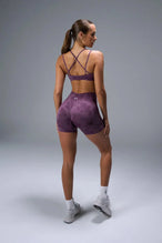 Purple TLF Cosmic Seamless Scrunch Butt Shorts — product video showing the scrunch butt shaping and seamless fabric