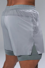 Back View of Gray TLF Element Shorts With Liner, 2 in 1 shorts featuring side zipper pockets, 5 inch inseam and 7 Inch inseam Liner Short 