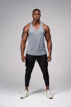 Front View of Gray Elevate Bamboo Stringer Tank