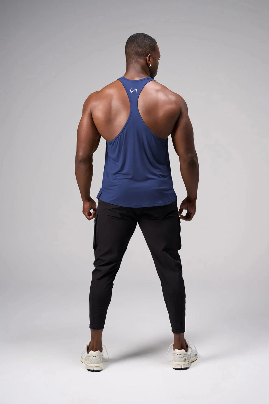 Back View of Blue Elevate Bamboo Stringer Tank