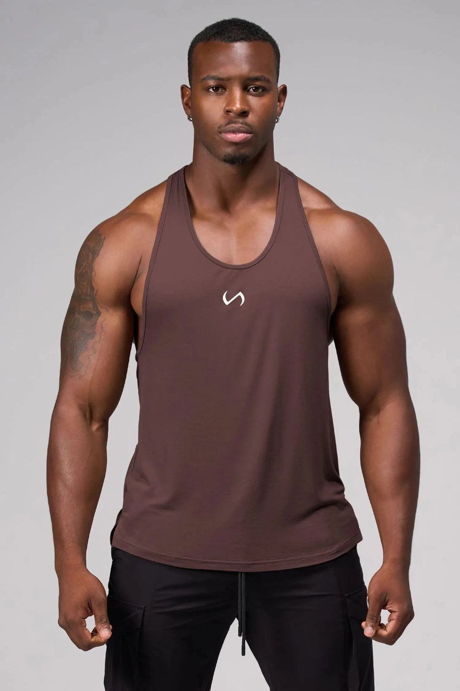 Front View of Brown Elevate Bamboo Stringer Tank