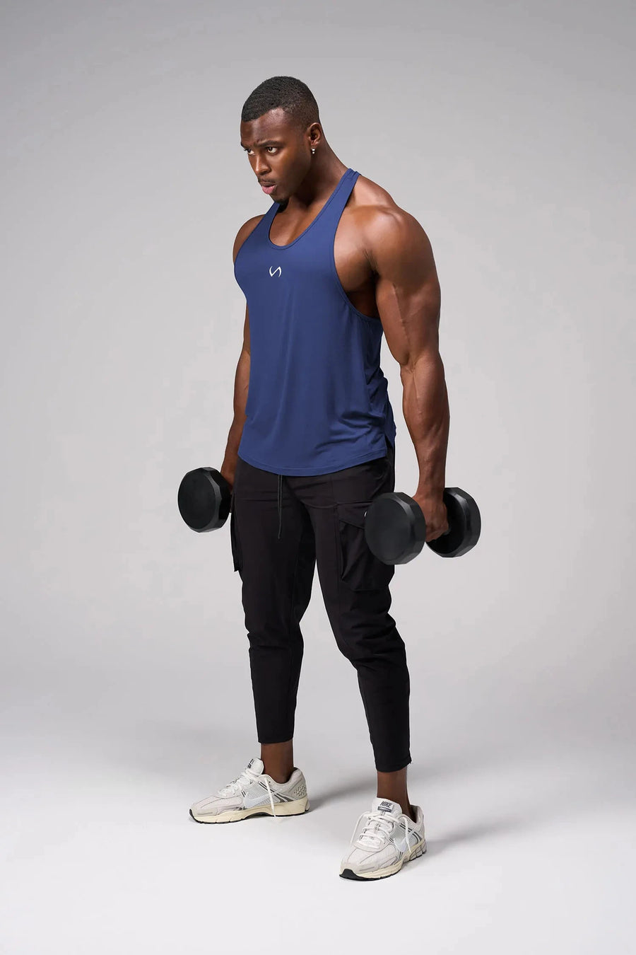 Front View of Blue Elevate Bamboo Stringer Tank