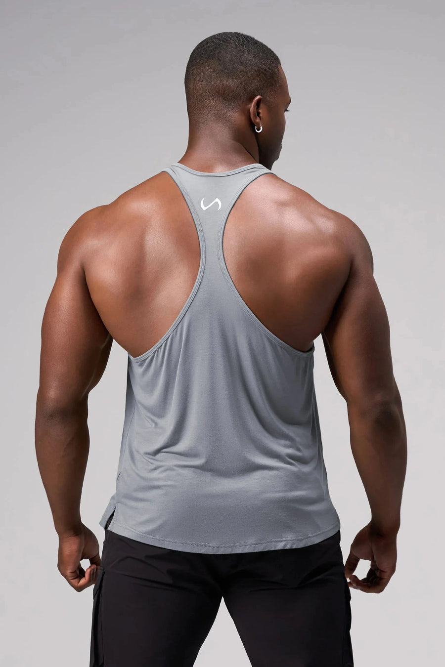 Back View of Gray Elevate Bamboo Stringer Tank