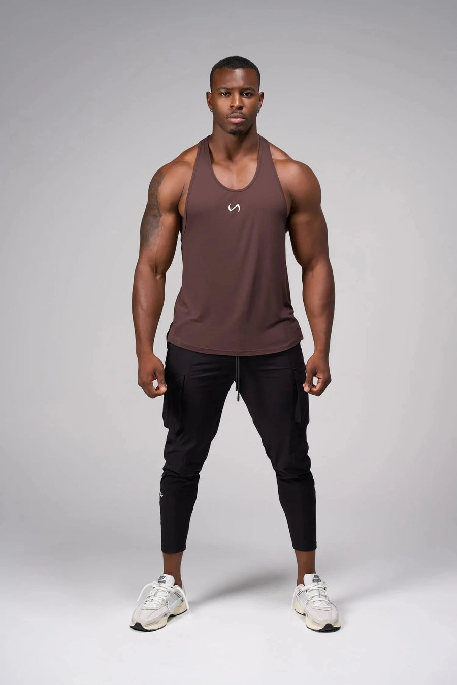 Front View of Brown Elevate Bamboo Stringer Tank
