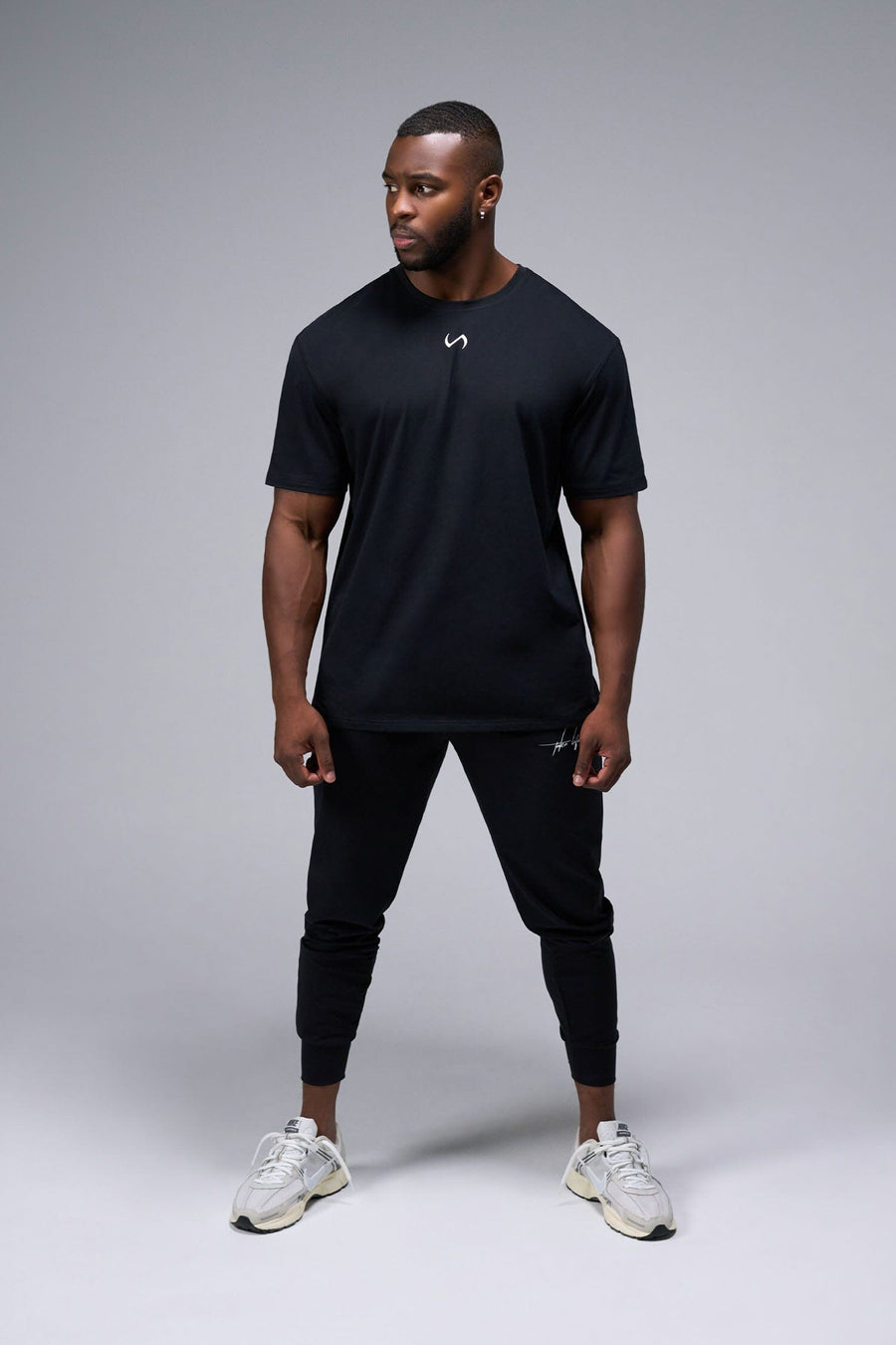 Back View Of Further Cotton Luxe Oversized Tee in Black