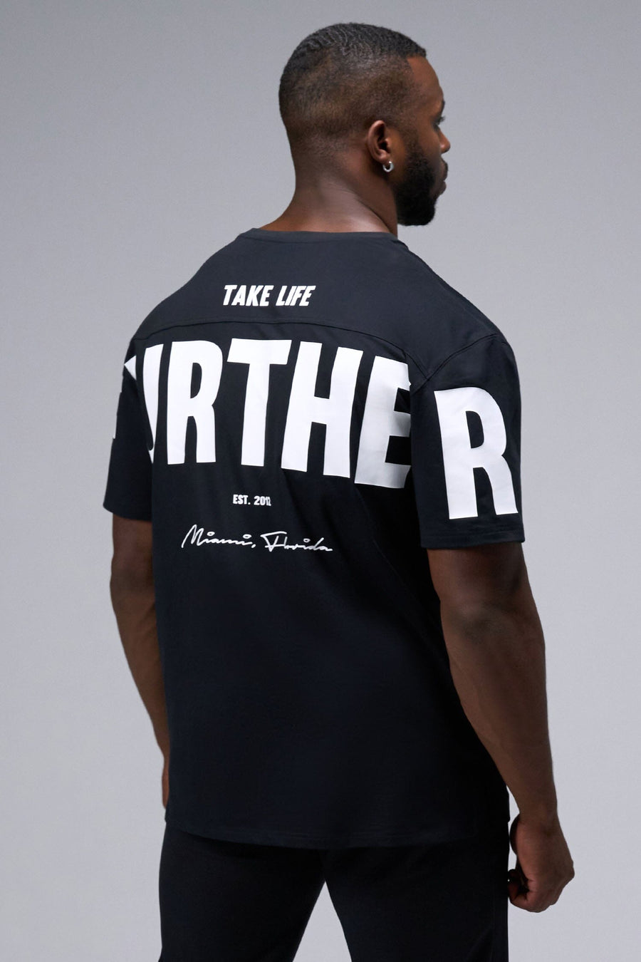 Back View Of Further Cotton Luxe Oversized Tee in Black