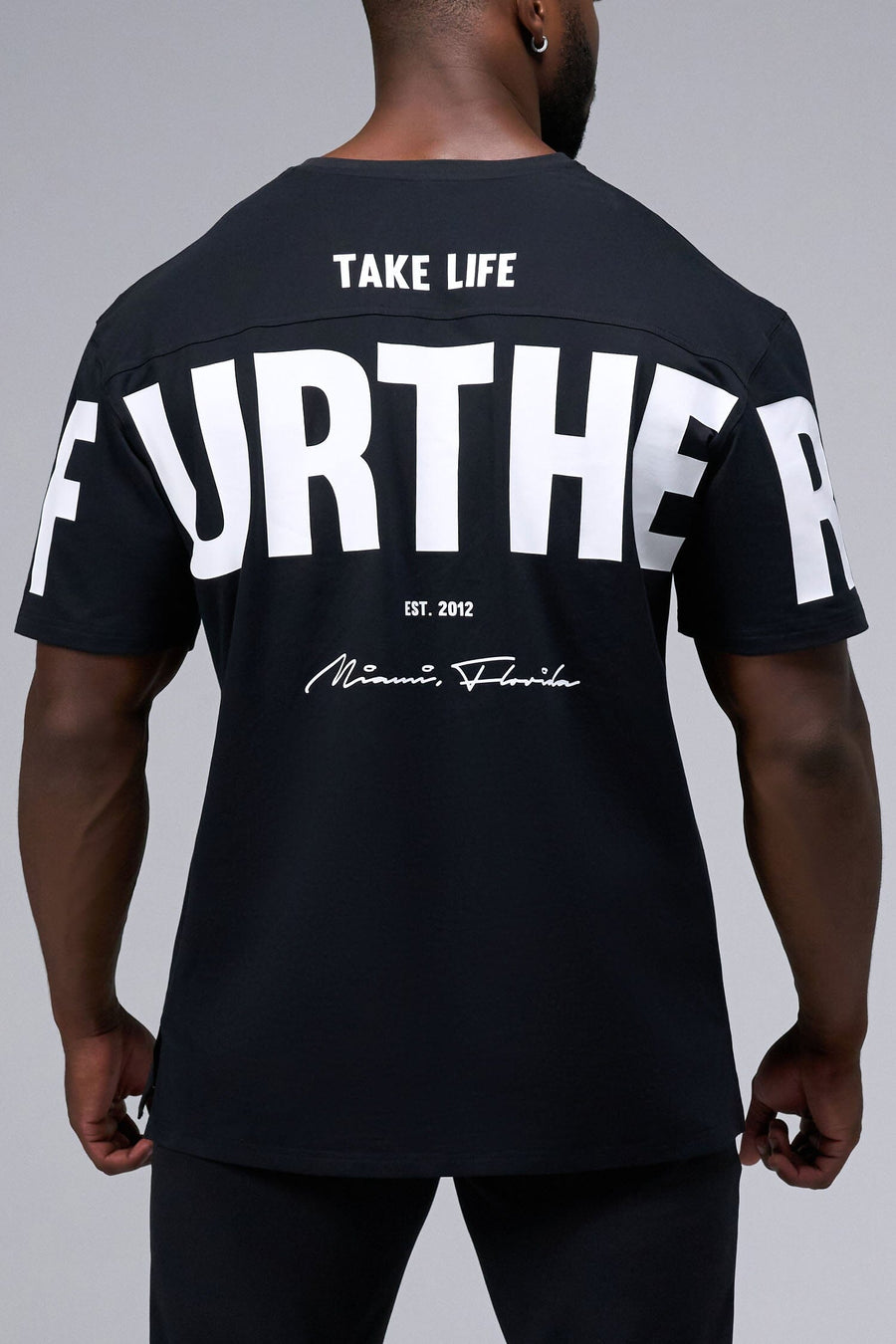 Back View Of Further Cotton Luxe Oversized Tee in Black