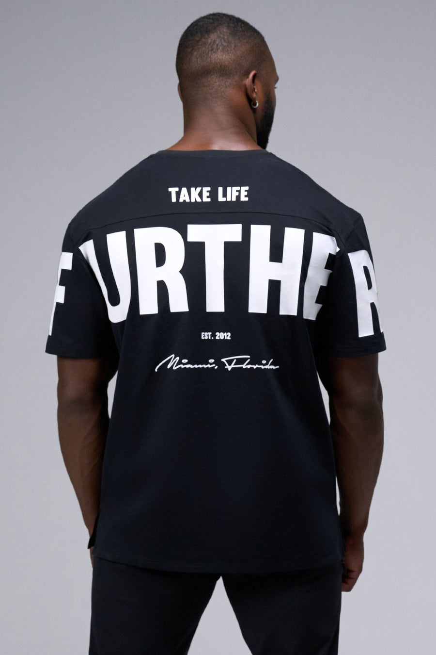 Back View Of Further Cotton Luxe Oversized Tee in Black