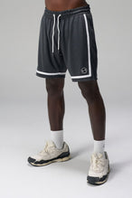 Front View of Grey GTS Athletic 8 Inch Shorts, featuring an 8-inch inseam and zipper pockets