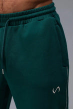 Front View of Green TLF GTS Twill Tech Joggers, featuring contrast stitching, zippered pockets, and next level style and function