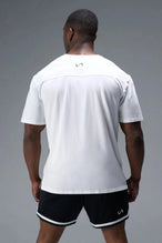 Front View of White TLF Property of Cotton Luxe Oversized Tee featuring a distressed graphic print design across the chest in our oversized t shirt fit