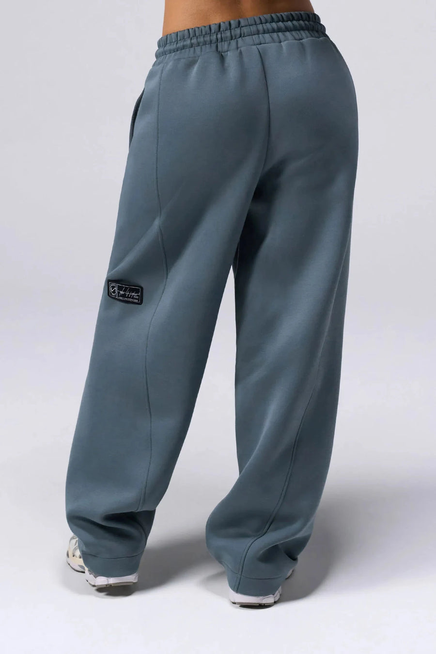 Unisex Scuba Tech Wide Leg Sweatpants in Stormy Weather — product video showing the wide-leg drape, scuba fabric and side pockets