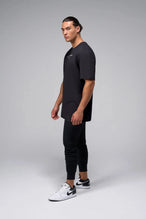 Side View Of Take Life Further Oversized Tee in Black