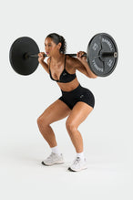 Front View of Black Tempo 4 Inch Workout Shorts