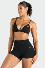 Front View of Black Tempo 4 Inch Workout Shorts