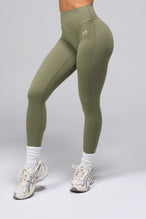 Front View Of Tempo High Waisted Workout Leggings in Vineyard Green