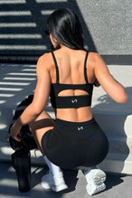 Front View Of Tempo Multi-Back Strap Sports Bra in Dark Oak