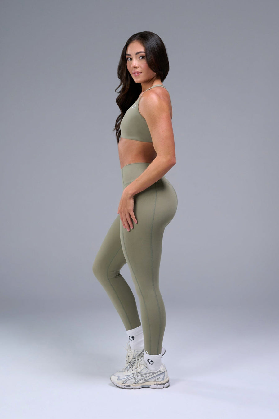 Vetiver TLF Tempo Strappy Back Sports Bra — product video showing the strappy back design and minimal silhouette