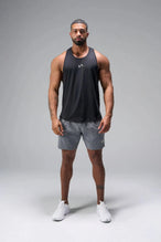 Front View of Gray TLF Train Element 7 Inch Shorts featuring a 7 inch in seam and side zipper pockets designed for optimal performance