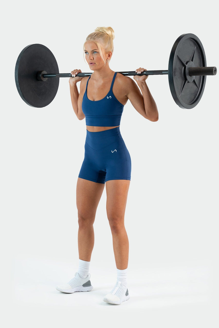 Full Model Image of Tempo Multi-Back Strap Sports Bra Oxford