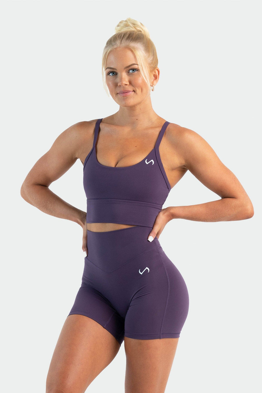 Front Image of Tempo Multi-Back Strap Sports Bra Dark Grape